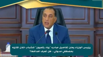 رئيس الوزراء يعلن تفاصيل مبادرة “رواد رقميون” للشباب خلال لقائه بمصطفى مدبولي.. هل تعرف أهدافها؟